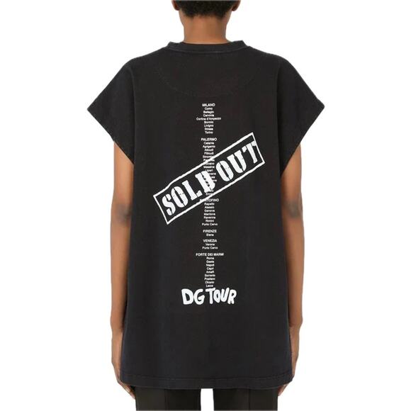 NWT Dolce & Gabbana Black D&G Fashion Tour step-hem T-Shirt IT 40 S - Picture 5 of 9